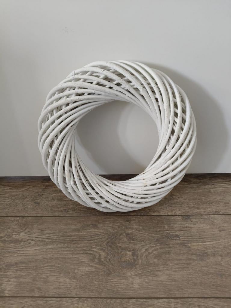 Witte ronde krans - Decoratieve krans, Huis en Inrichting, Ophalen, Gebruikt
