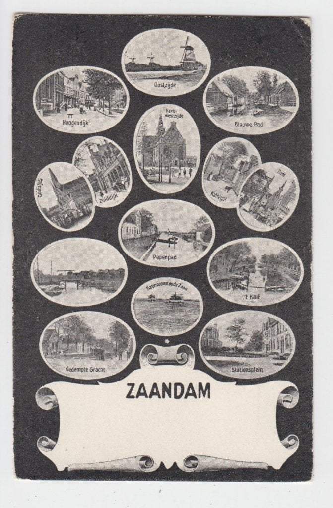 054 Zaandam oa Papenpad Kattegat Stationsplein 't Kalf Blaau, Verzenden, Voor 1920, Ongelopen, Noord-Holland