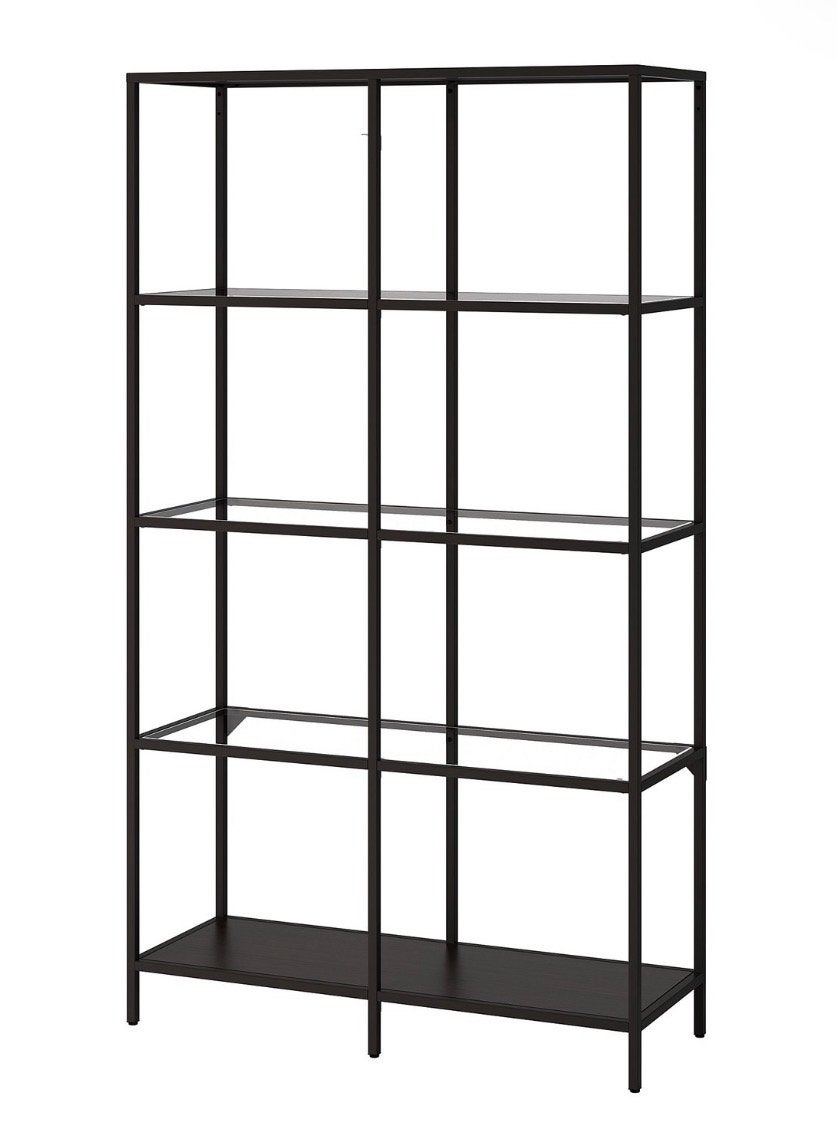 Stellingkast van Ikea // zwart met glas, Huis en Inrichting, Kasten | Stellingkasten, Ophalen, Zo goed als nieuw