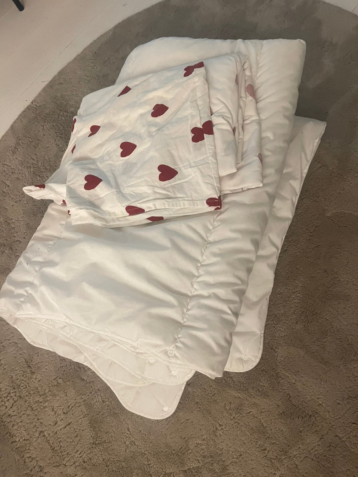 Beddengoed set 2 seizoen dekbed met flanel hartjes van Ikea, Meisje, Wit, Ophalen of Verzenden, Deken of Dekbed