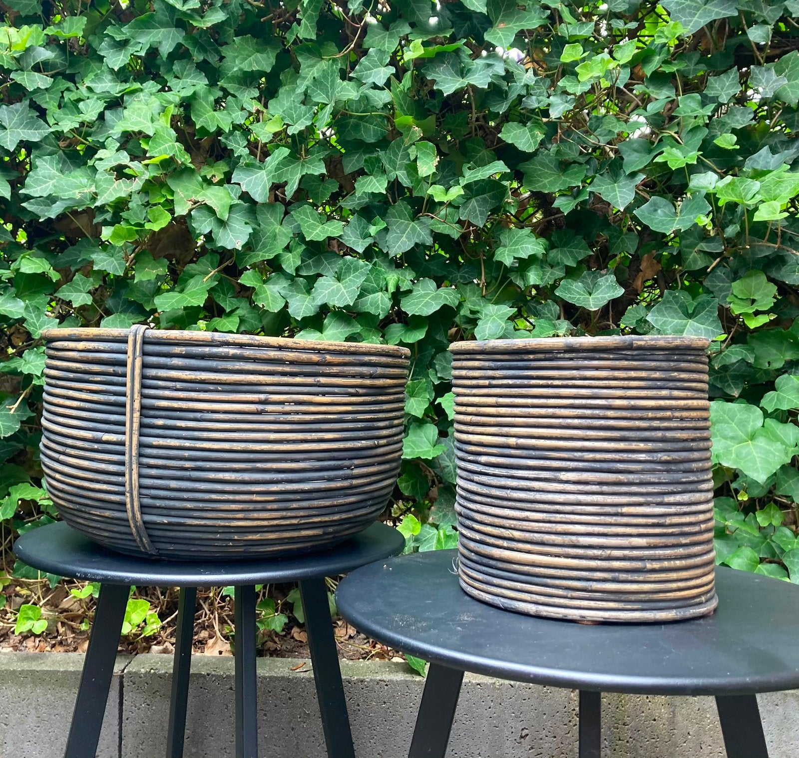 Rotan bloempotten, Tuin en Terras, Ophalen, Overige materialen, Rond, Binnen