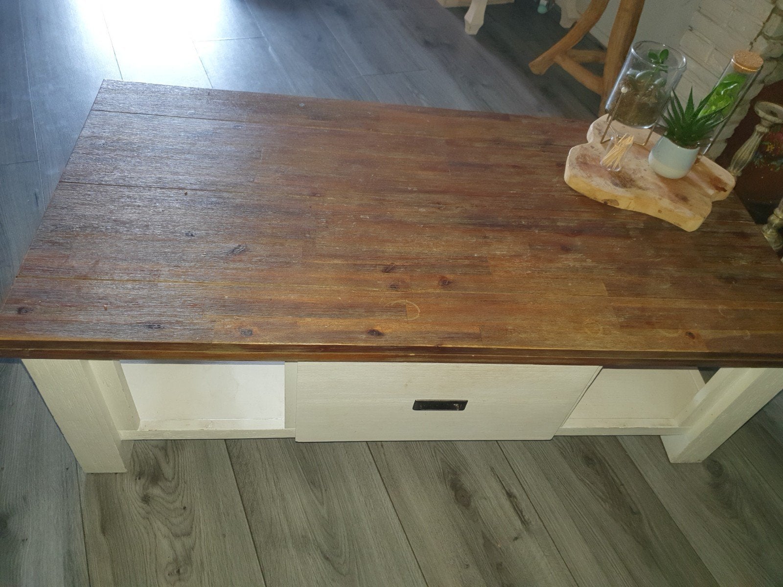 landelijke salontafel, Huis en Inrichting, Tafels | Salontafels, Ophalen, Gebruikt, 100 tot 150 cm, 50 tot 100 cm