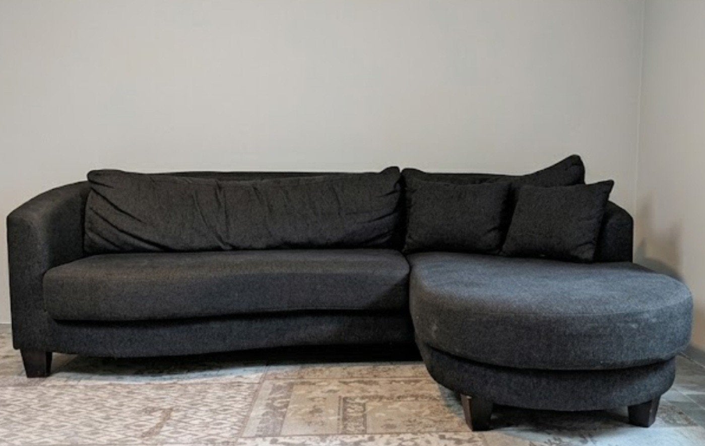 Goossens N-Joy Hoekbank – Zwart Gemêleerd, Ophalen, Gebruikt, Driepersoons, 200 tot 250 cm