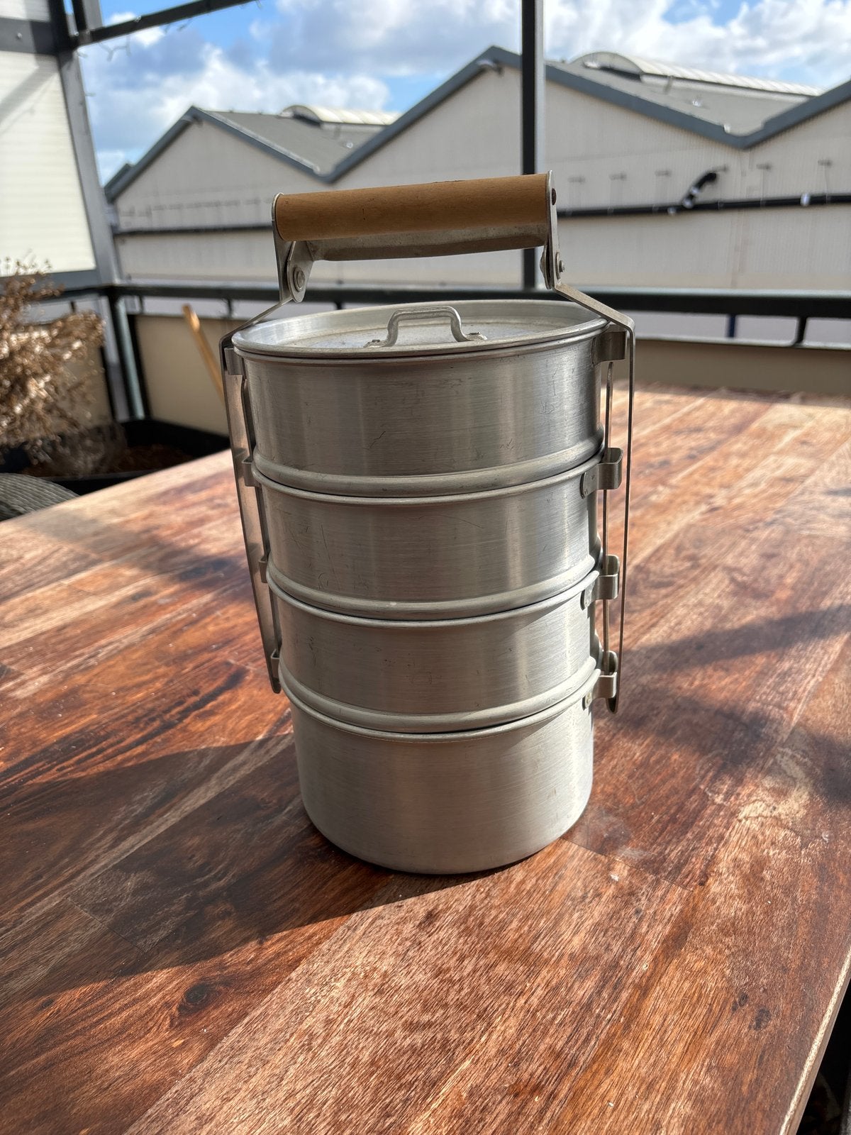 Vintage Aluminium Tiffin Lunchbox - 4 Lagen, Ophalen