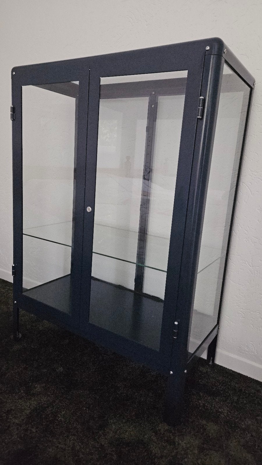 Vitrinekast Ikea blauw Fabrikor, Ophalen, Glas
