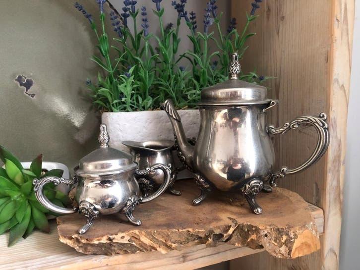 Ziver koffie/thee setje, Antiek en Kunst, Antiek | Goud en Zilver, Ophalen of Verzenden, Zilver