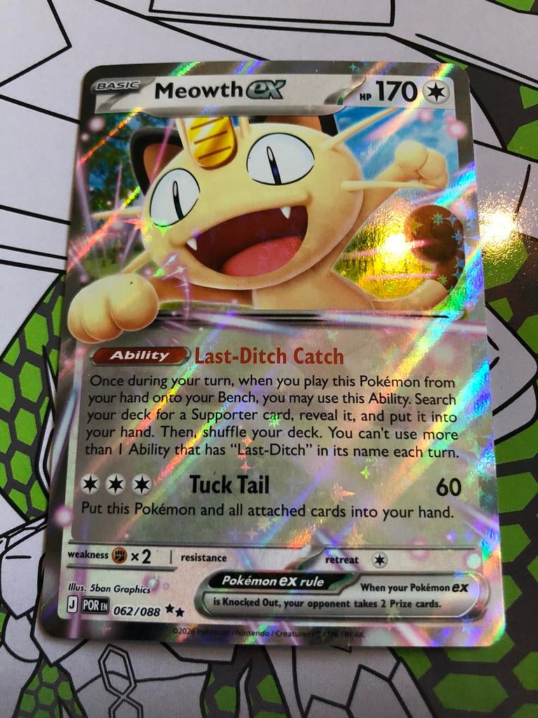 Meowth ex 062/088 perfect order, Ophalen of Verzenden, Zo goed als nieuw