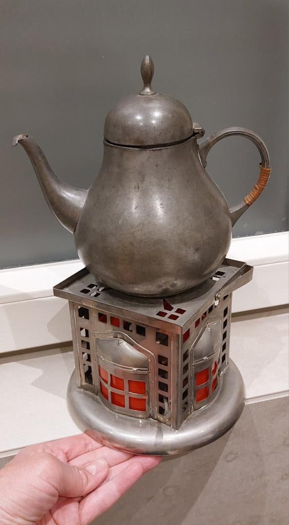 Vintage Tinnen Theepot Art Deco circa 1920, Ophalen of Verzenden