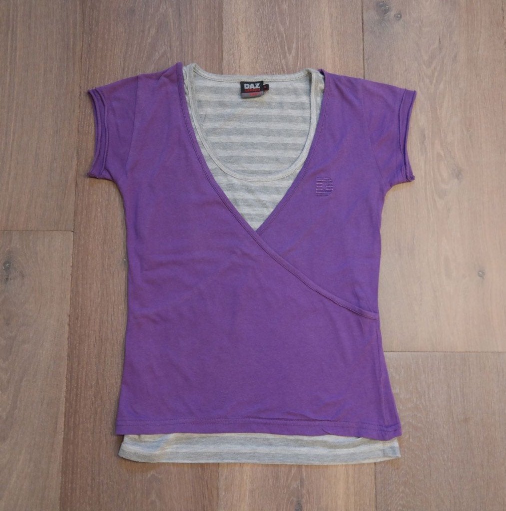 ZGAN: paars overslag shirtje met grijs topje; maat small, Paars, Daz, Ophalen of Verzenden, Zo goed als nieuw