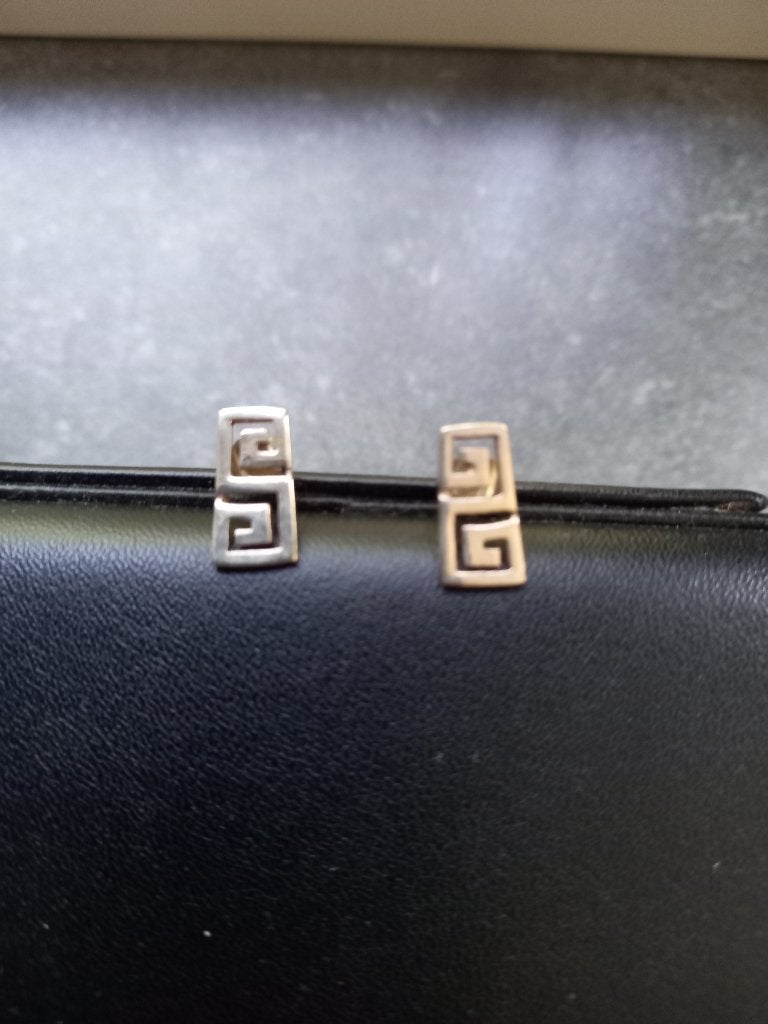 Oorbellen met Grieks meander motief, Ophalen of Verzenden, Nieuw, Zilver, Zilver
