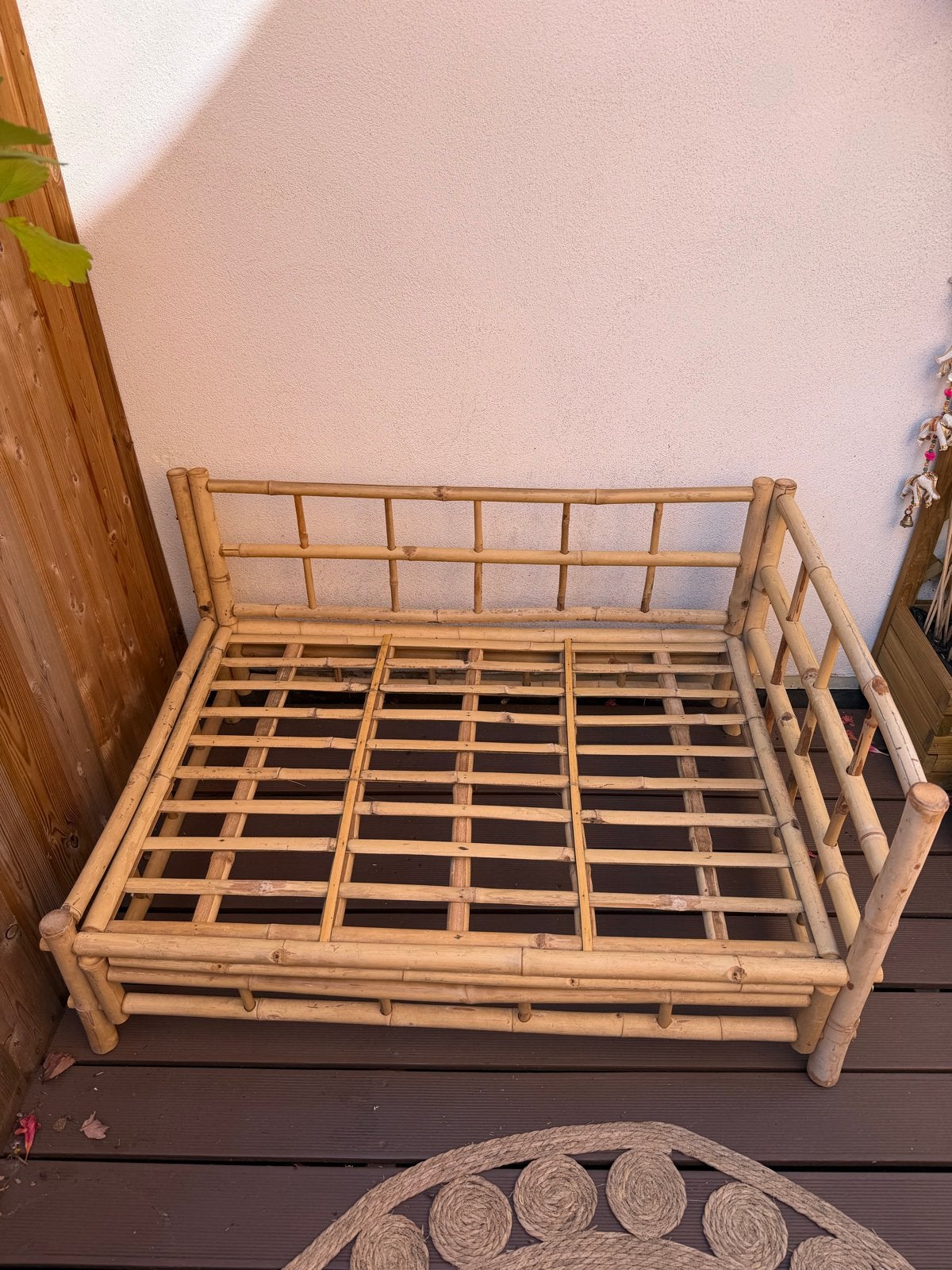 Bamboe palletbank Tarifa met kussen - Leen Bakker, Ophalen, Gebruikt, Hout