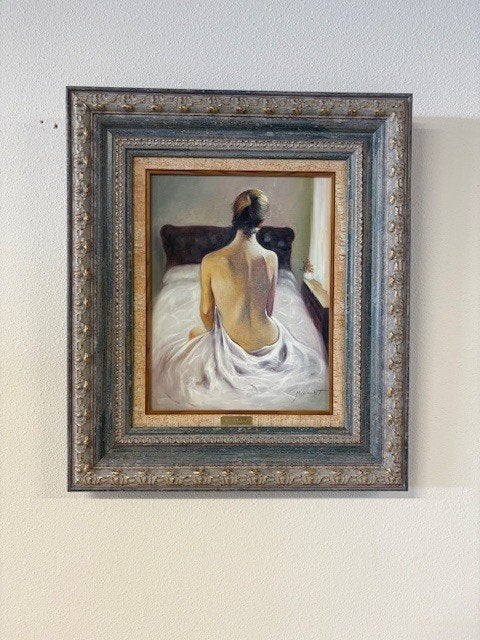 Dame met blote rug, Antiek en Kunst, Ophalen, Doek, Portret of Personen, Oud hollands