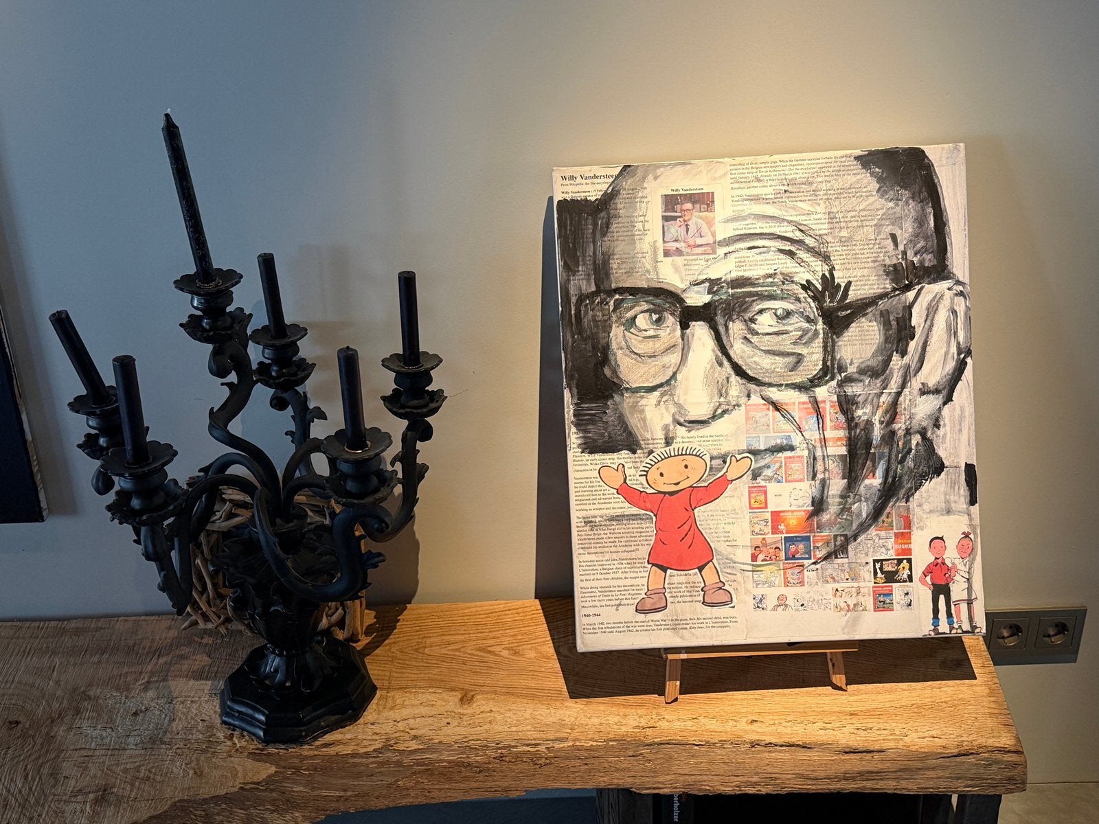 Uniek Schilderij Suske & Wiske (Willy van der Steen), Ophalen, Handgeschilderd, Gemengde techniek, Portret