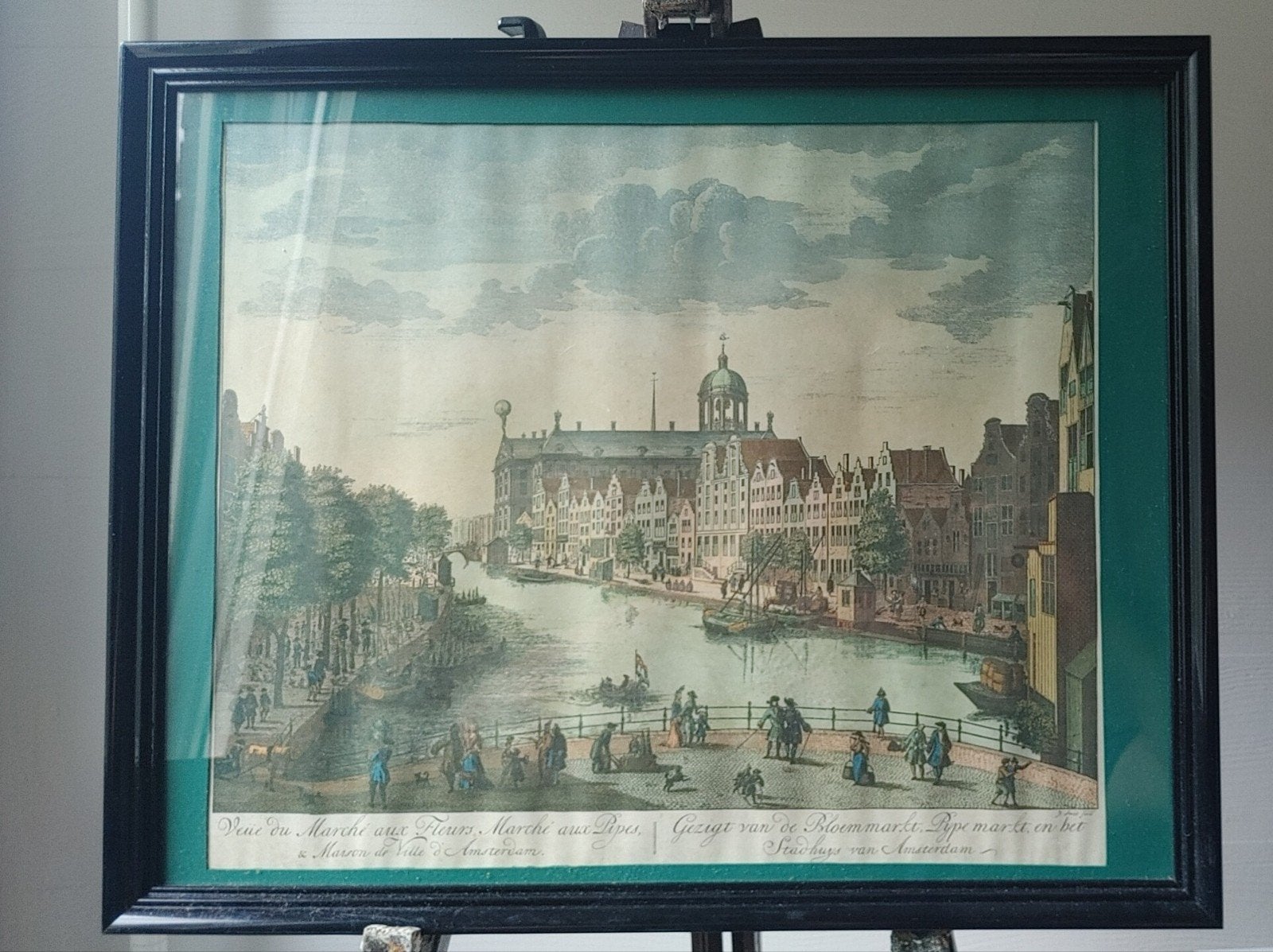 Reproductie-Gezigt van de Blommarkt van Amsterdam.t, Antiek en Kunst, Kunst | Schilderijen | Klassiek, Ophalen of Verzenden