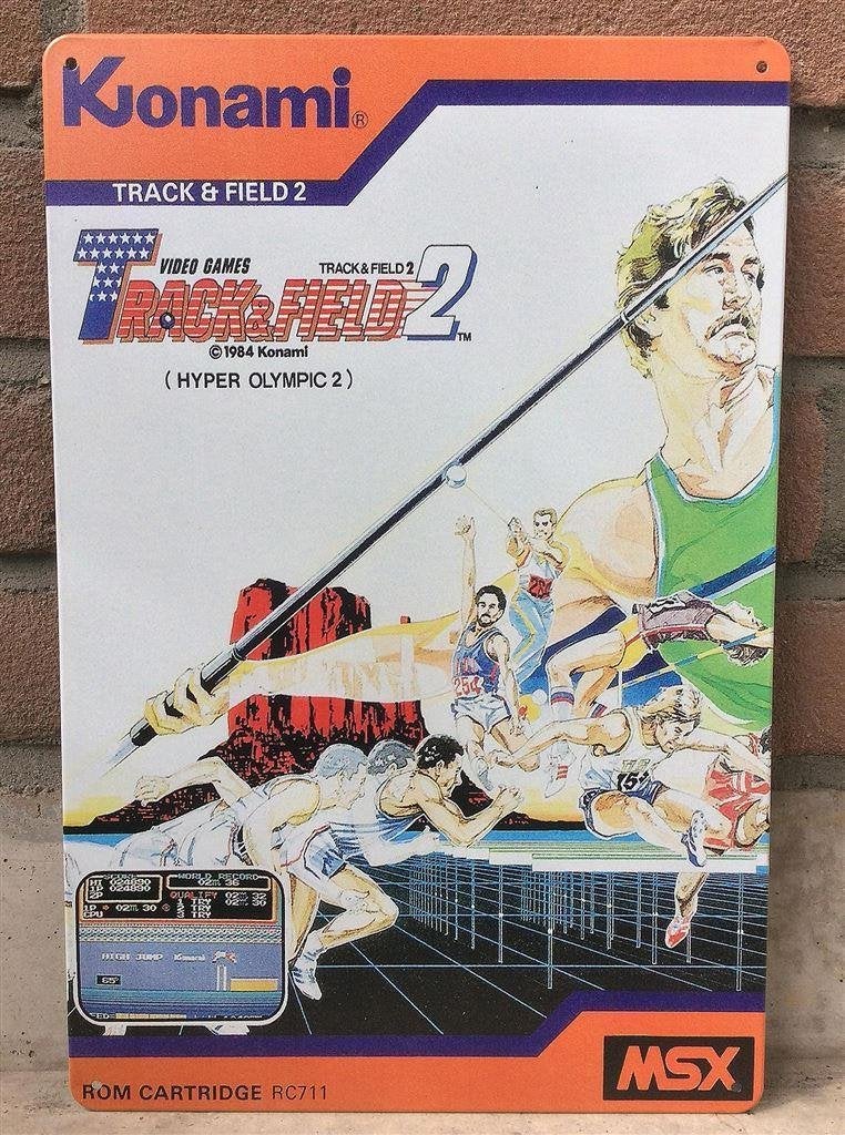 MSX TRACK & FIELD hyper olympic Metalen Wandbord poster, Spelcomputers en Games, 1 speler, Verzenden, Nieuw, Vanaf 3 jaar