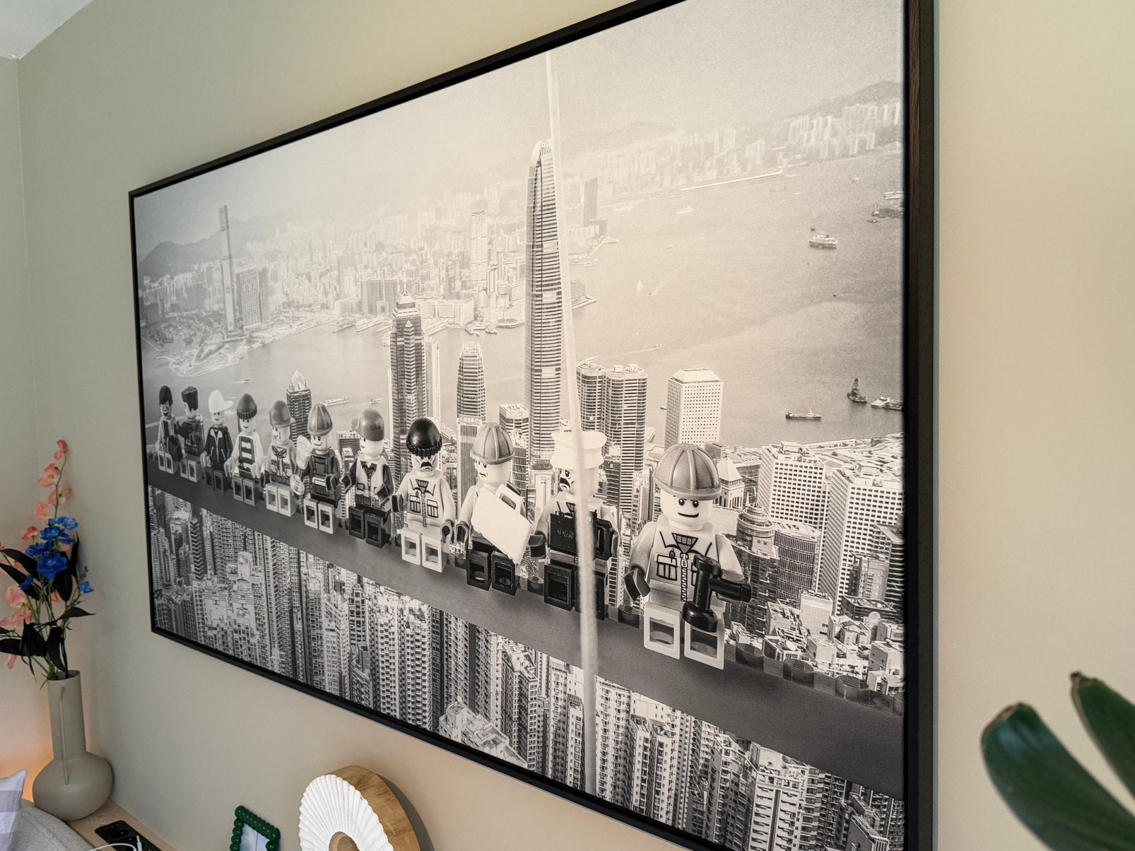 Lego poppetjes op canvas doek  - Lunch atop a Skyscraper, Ophalen, Zo goed als nieuw, Print