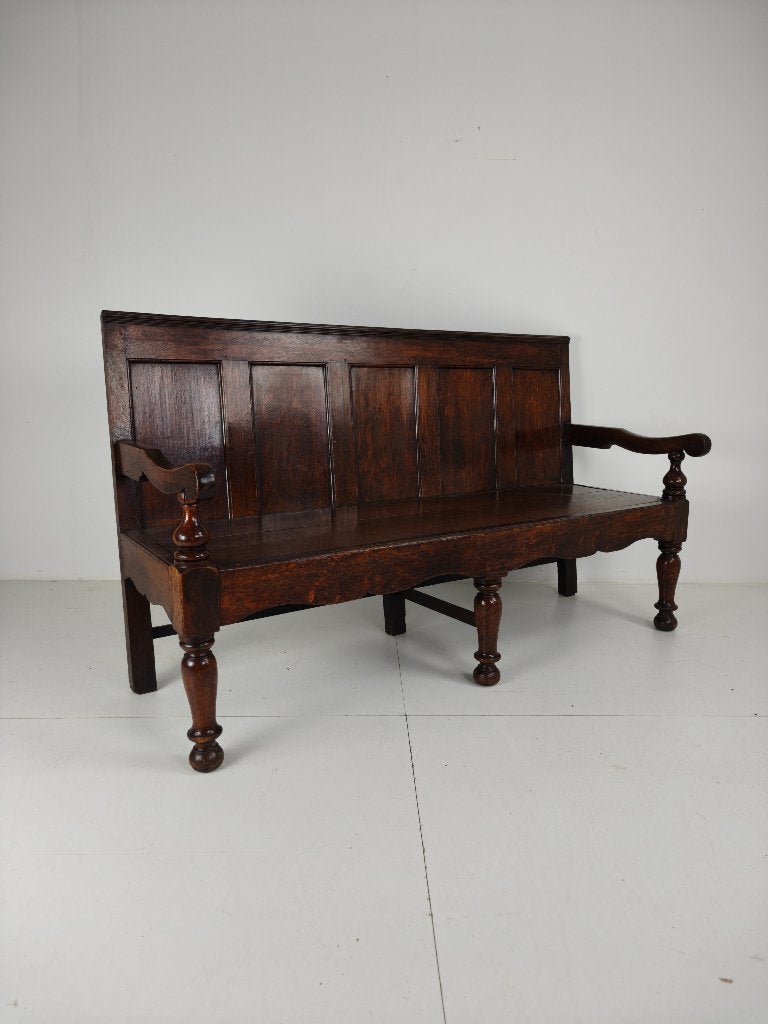 18e-eeuwse Georgische eikenhouten zitbank – Circa 1790, Ophalen of Verzenden