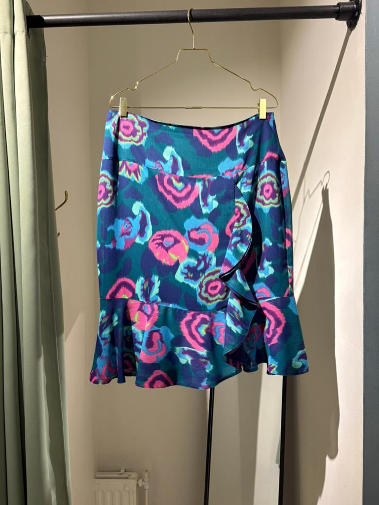 Edgar Vos rok blauw print 42, Blauw, Maat 42/44 (L), Ophalen of Verzenden, Zo goed als nieuw