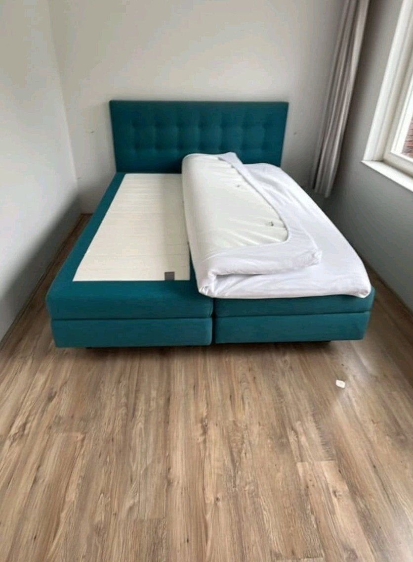 Complete Auping boxspring met hoofdbord en eventueel topper, Ophalen, 210 cm, Tweepersoons, Zo goed als nieuw