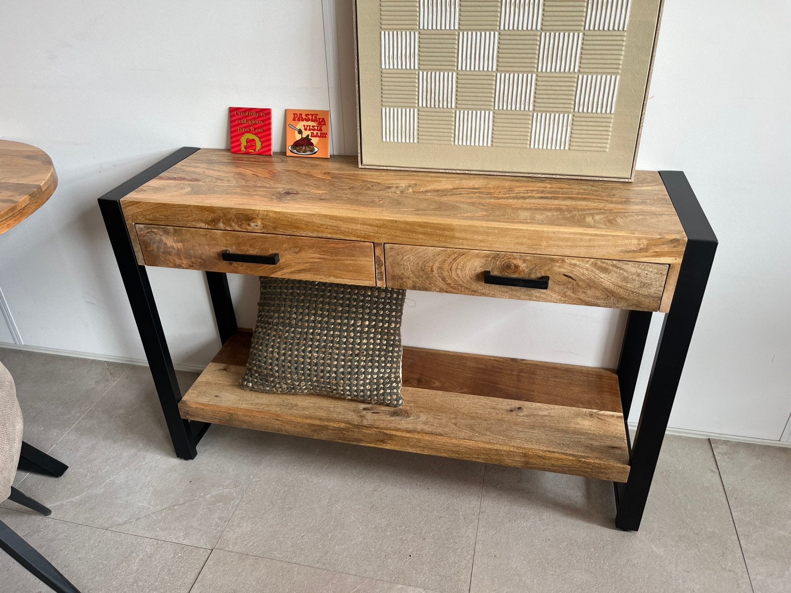 Magazijn leegverkoop sidetable Britt mangohout metaal zwart, Hout, Nieuw, Ophalen of Verzenden, Info@wkhome.nl
