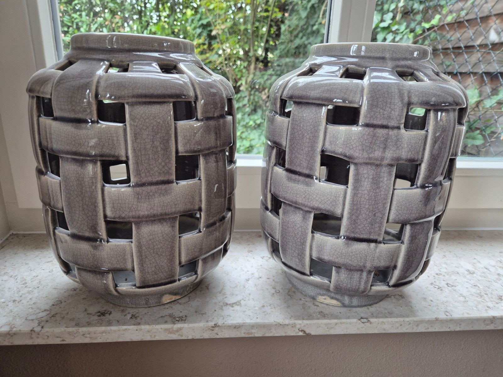 Set van 2 Windlichten Grande Lavendel - Keramiek Brynxz Coll, Ophalen, Gebruikt, Met patroon/structuur, Paars