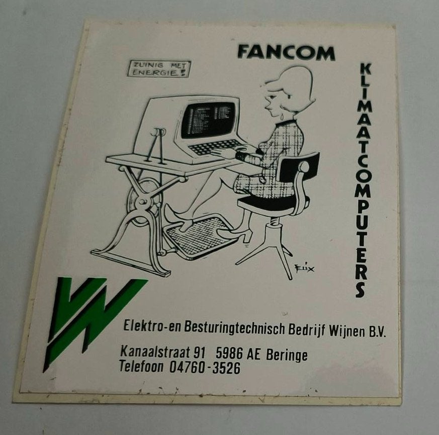 Sticker Fancom klimaatcomputers. Wijnen b.v Beringe, Ophalen of Verzenden, Zo goed als nieuw, Bedrijf of Vereniging