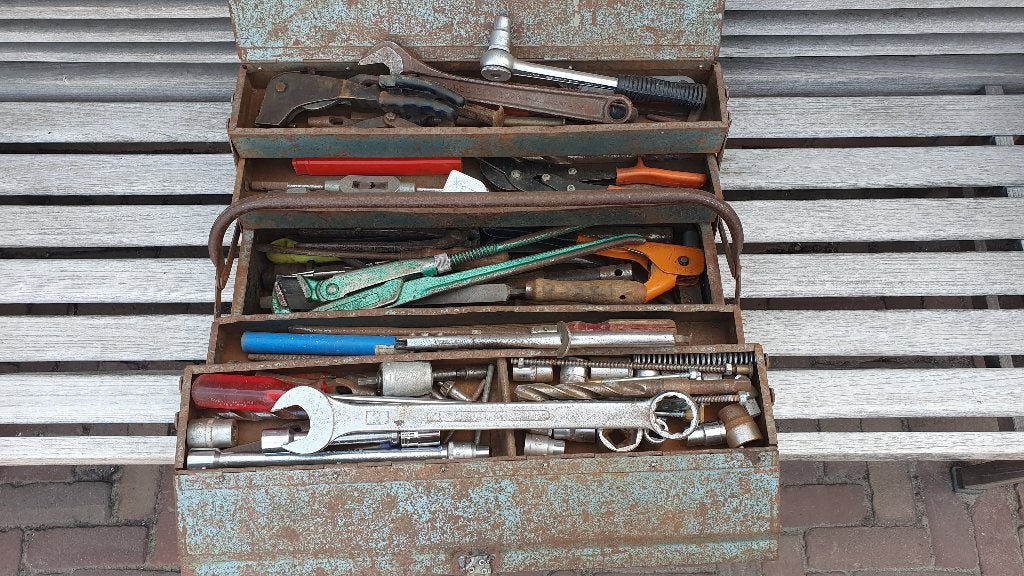 Gereedschapskisten met gereedschap, Ophalen, Gebruikt