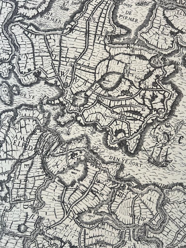 Historische Landkaart Noord-Holland door Joost Jansz (1575),, Boeken, Voor 1800, Nieuw, Ophalen of Verzenden, Landkaart