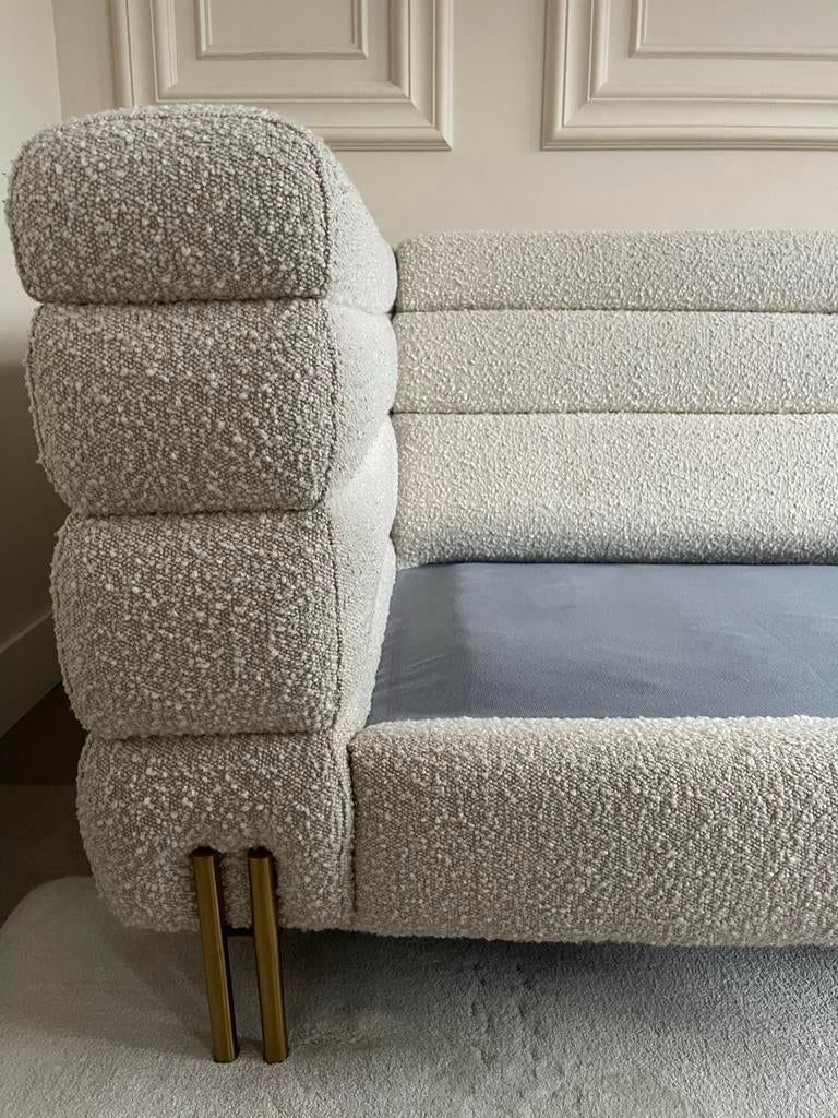 Luxe Eichholtz York Bouclé Sofa - Crème, Zo goed als nieuw, Ophalen, Tweepersoons, 75 tot 100 cm, Zo goed als nieuw