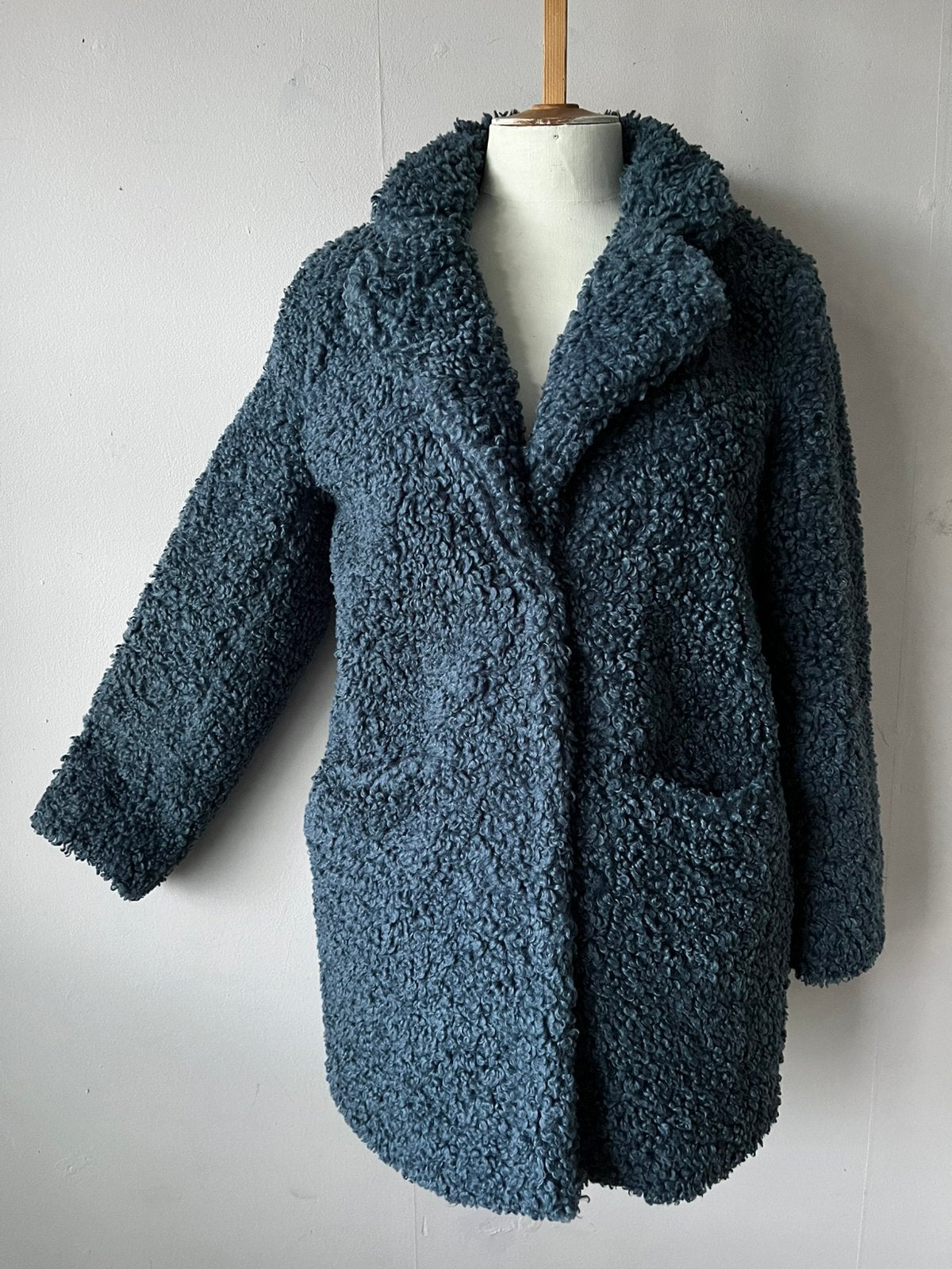 Leuke faux fur donker turquoise jas M, Ophalen of Verzenden, Gedragen, Maat 38/40 (M), Blauw
