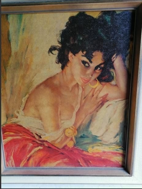 vintage kunstdruk Zigeunerin Charles Roka 60er, Ophalen, Huis en Inrichting