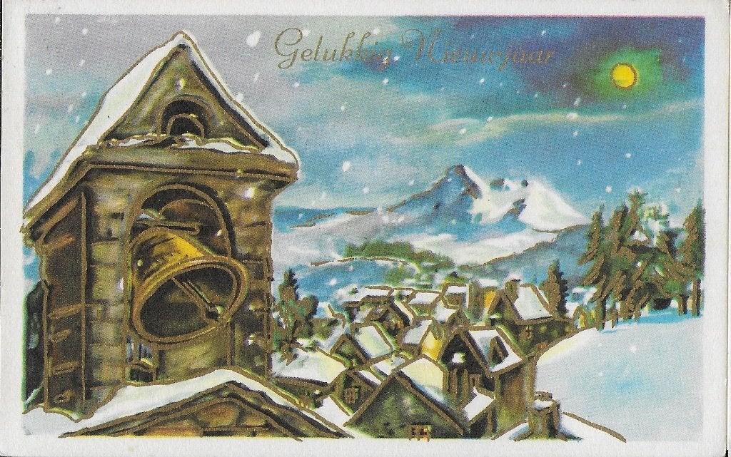 Kr8 gelopen oude ansichtkaart gelukkig nieuwjaar, Ophalen of Verzenden, 1980 tot heden, Gelopen, Feest(dag)