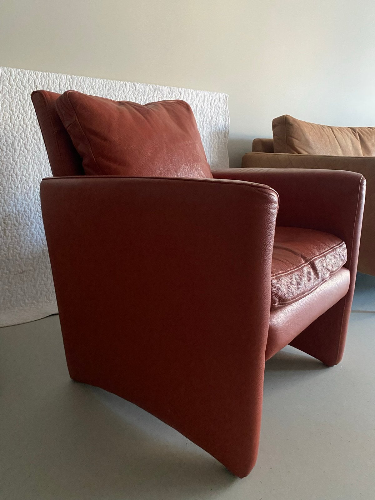 Comfortabele leren fauteuil - Roodbruin, Ophalen, Gebruikt, Minder dan 75 cm, Leer