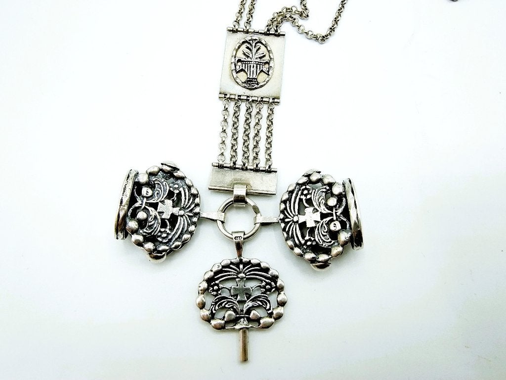 Zilveren heren chatelaine, Fa. Niekerk, Schoonhoven, 41 cm., Verzenden, Zilver