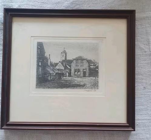 mooie ets Katwijk aan zee rond 1900 Karel Kok 1983, Antiek en Kunst, Ophalen