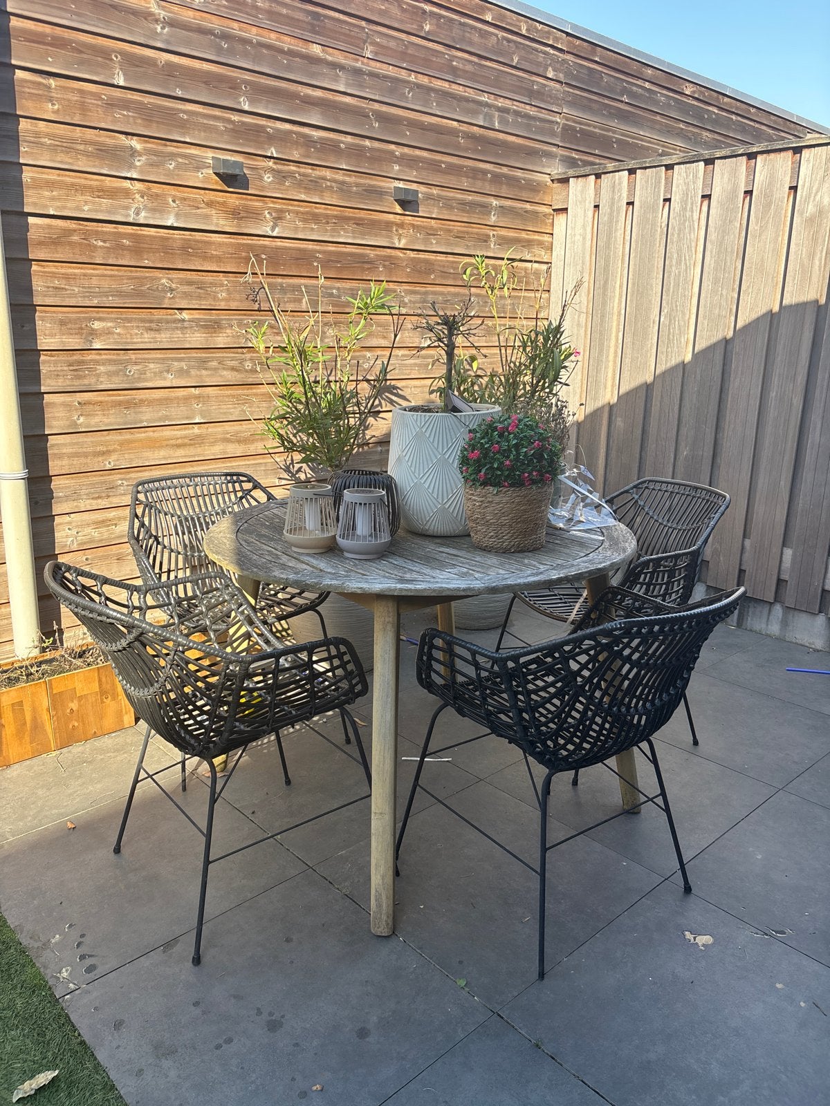 Houten tuintafel, Tuin en Terras, Tuintafels, Ophalen, Gebruikt, Rond, Hout