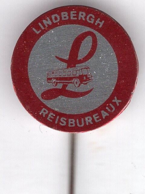 Lindbergh Reisbureau blik bussen speldje ( X_143 ), Verzenden, Zo goed als nieuw, Transport, Speldje of Pin