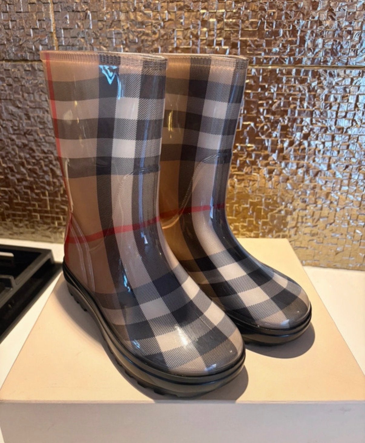 Burberry Regenlaarzen Maat 38 Schacht Hoogte 34/36, Ophalen of Verzenden, Zo goed als nieuw, Beige, Regenlaarzen