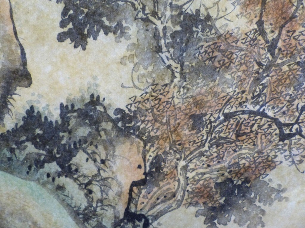 2 Handgeschilderde Chinese Landschap Schilderijen Rijstpapi, Ophalen of Verzenden, Landschap