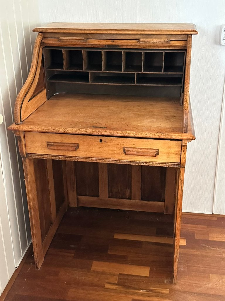 Vintage secretaire met rolluik, Ophalen, Gebruikt