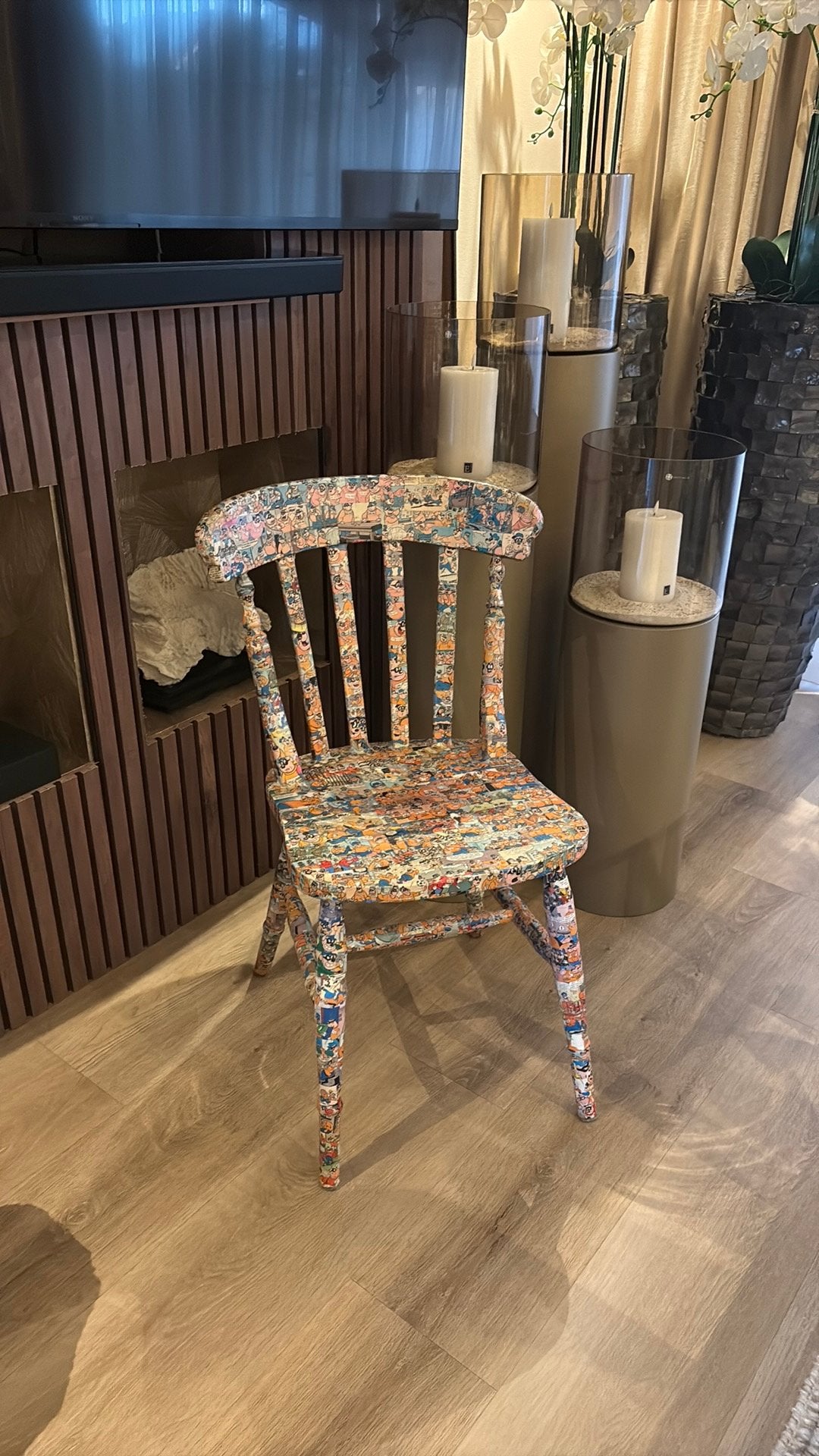 Super leuke oude vintage stoel met oude stripfiguren, Antiek en Kunst, Ophalen