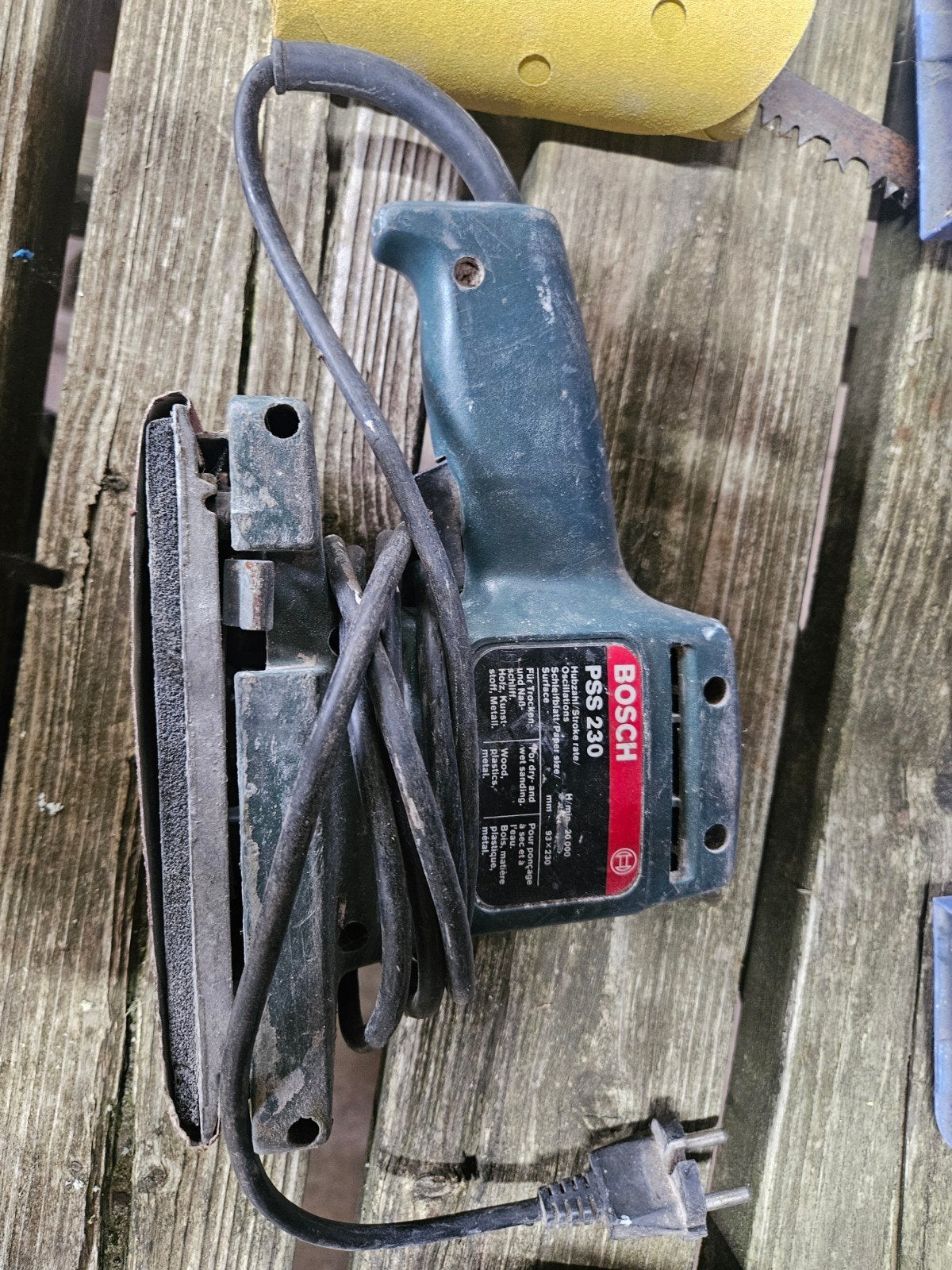 Bosch PSS 230 Vlakschuurmachine, Ophalen of Verzenden, Gebruikt, Minder dan 600 watt, Vlakschuurmachine