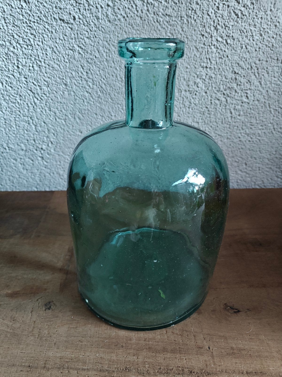 Vintage Groene Glazen Fles - Decoratieve Vaas, Ophalen of Verzenden