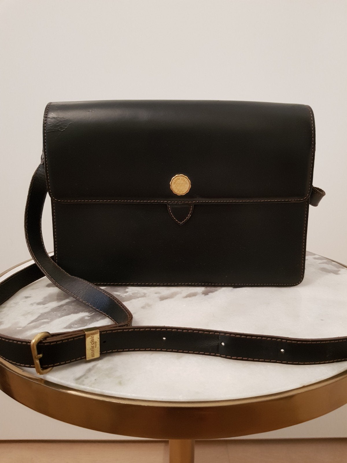 Vintage leren tasje MARIE CLAIRE, Gebruikt, Zwart, Leer, Ophalen