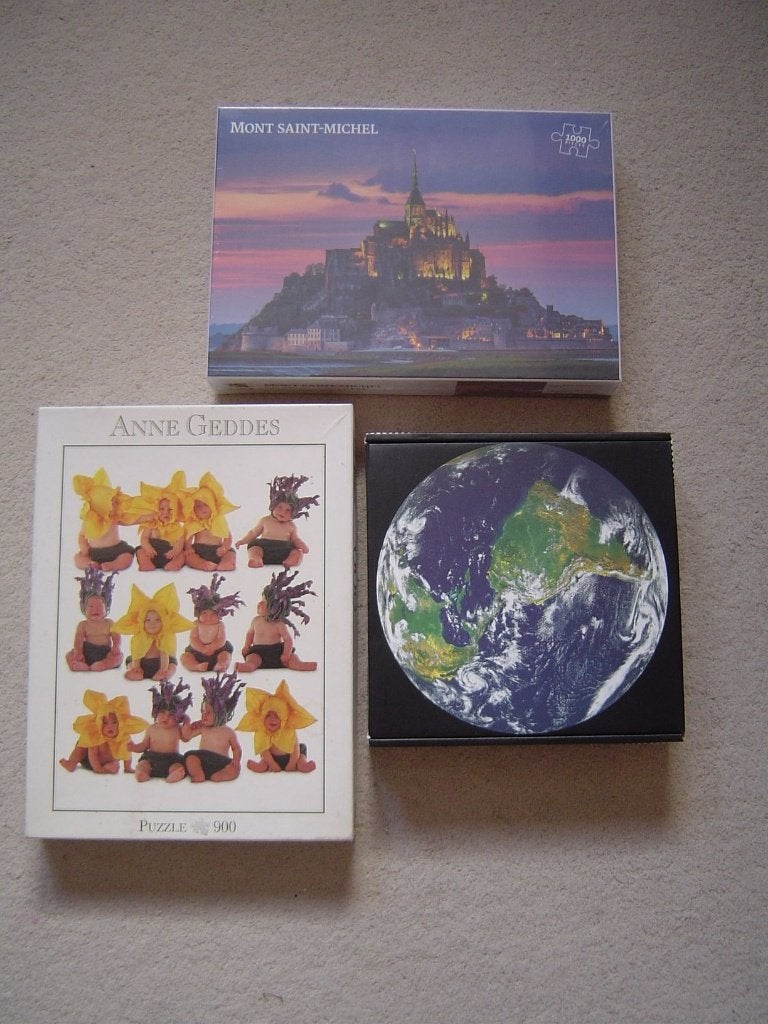 3x puzzel: Anne Geddes, Earth, Mont Saint-Michel, Ophalen of Verzenden, 500 t/m 1500 stukjes, Nieuw, Legpuzzel