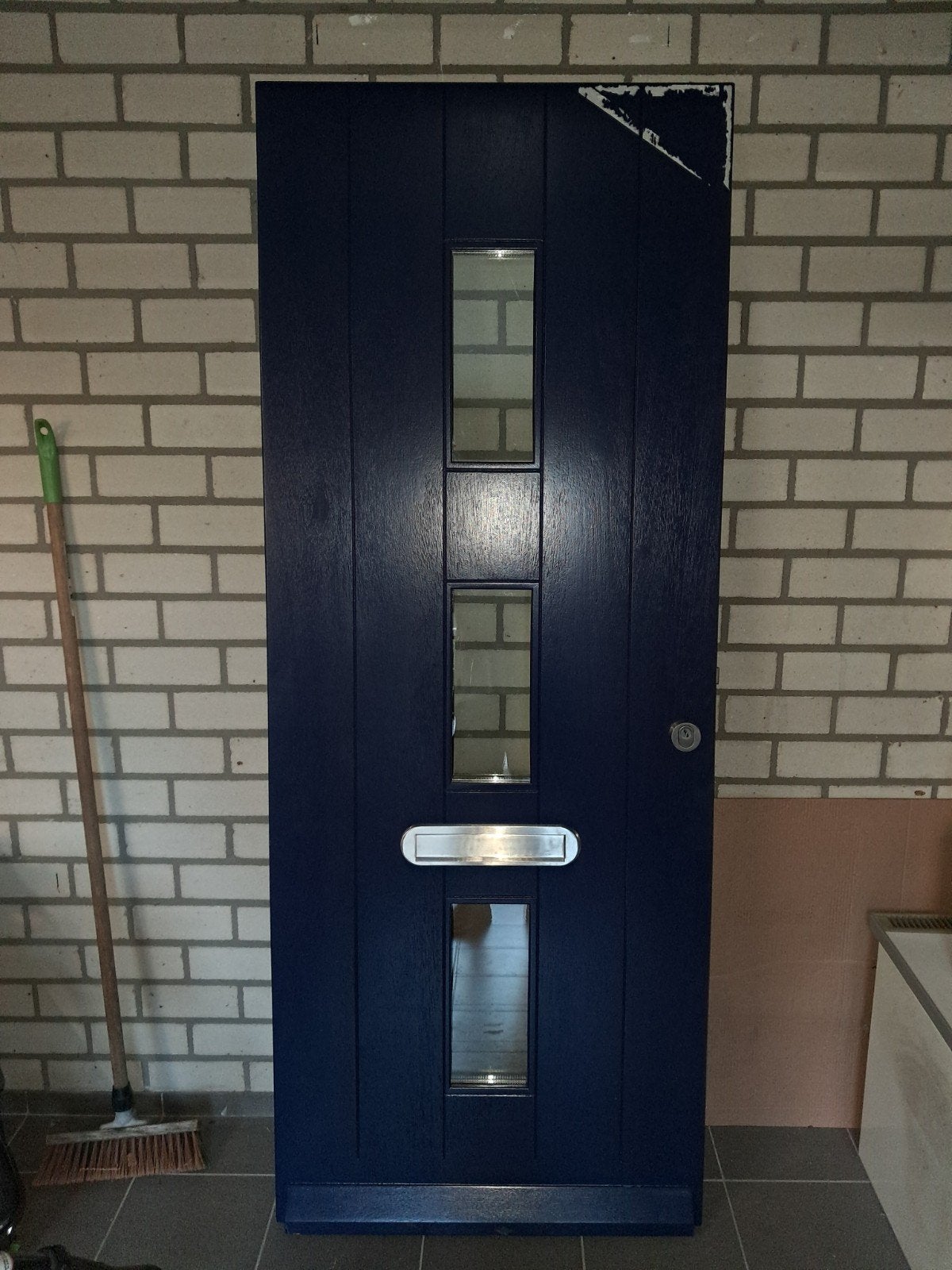 Voordeur 211,5 x 83 cm - Blauw met dubbel glas, Ophalen of Verzenden, Glas, Buitendeur, 200 tot 215 cm
