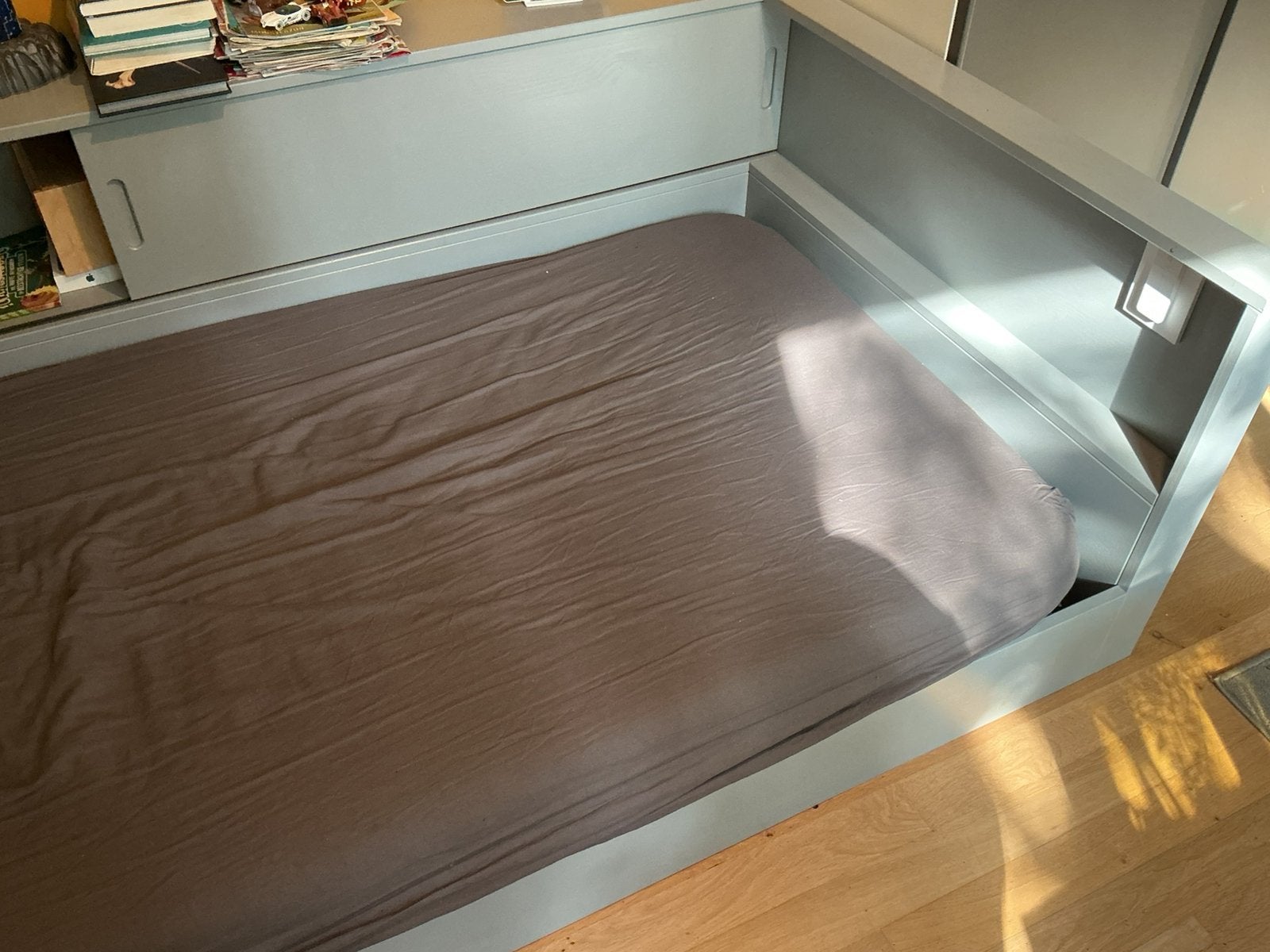 Woood connect hoekbed 90*200 donkergrijs, Ophalen, Gebruikt, 90 cm, Eenpersoons