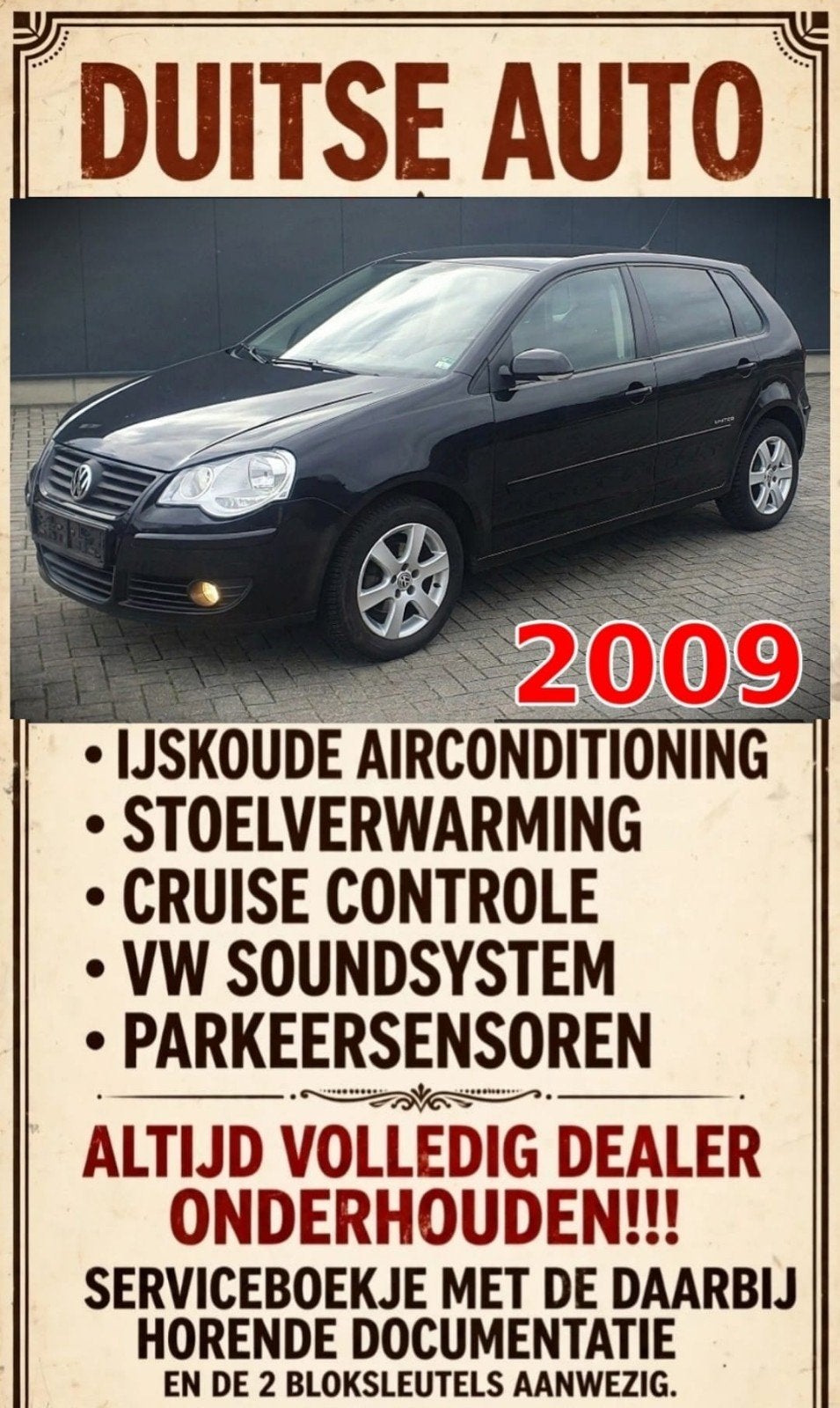 VW Polo "United" 5 deurs met leuke opties! 2009 GOED LEZEN‼️, Auto's, Voorwielaandrijving, Dealer onderhouden, Stof, 1199 cc