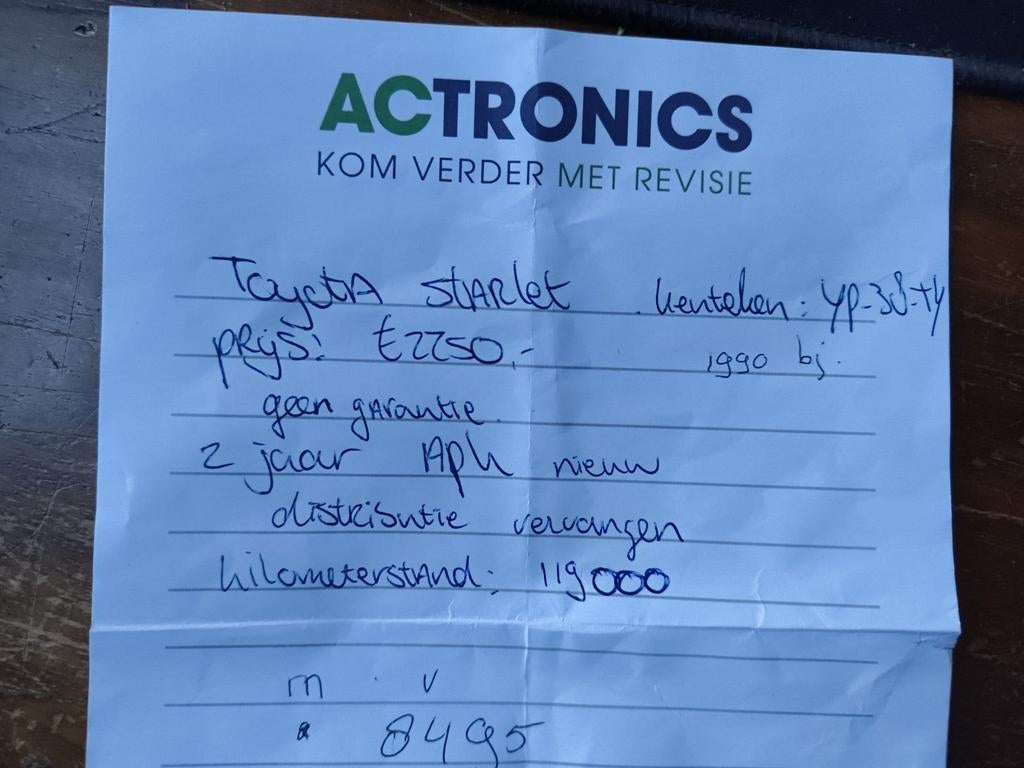 Toyota Starlet 1.3 XL AUT 1990 Grijs, Stof, 74 pk, Starlet, Origineel Nederlands