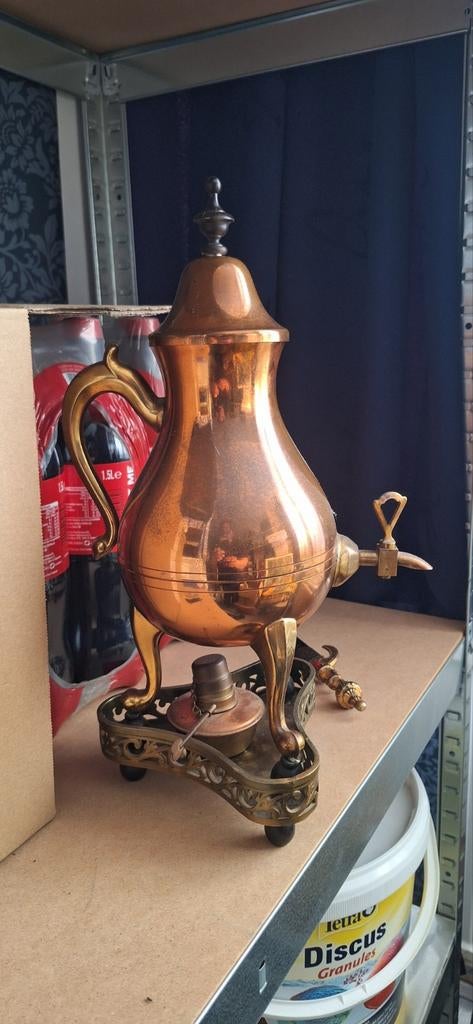 Antieke koperen ketel met kraan en brander, Antiek en Kunst, Antiek | Koper en Brons, Ophalen of Verzenden